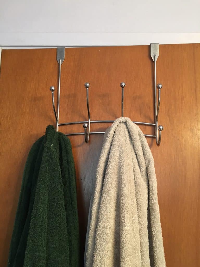 Over the door towel holder makes a convenient RV towel rack.