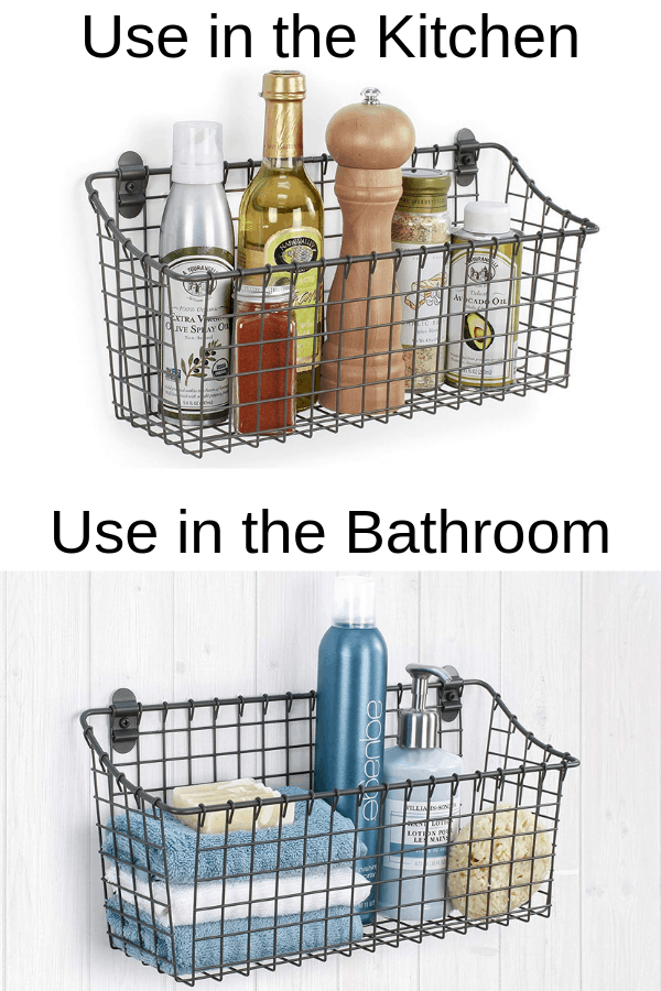 RV Organization Idea - wall mounted baskets make a very versatile RV storage idea. You can use in the kitchen or in the bathroom or even bedroom.