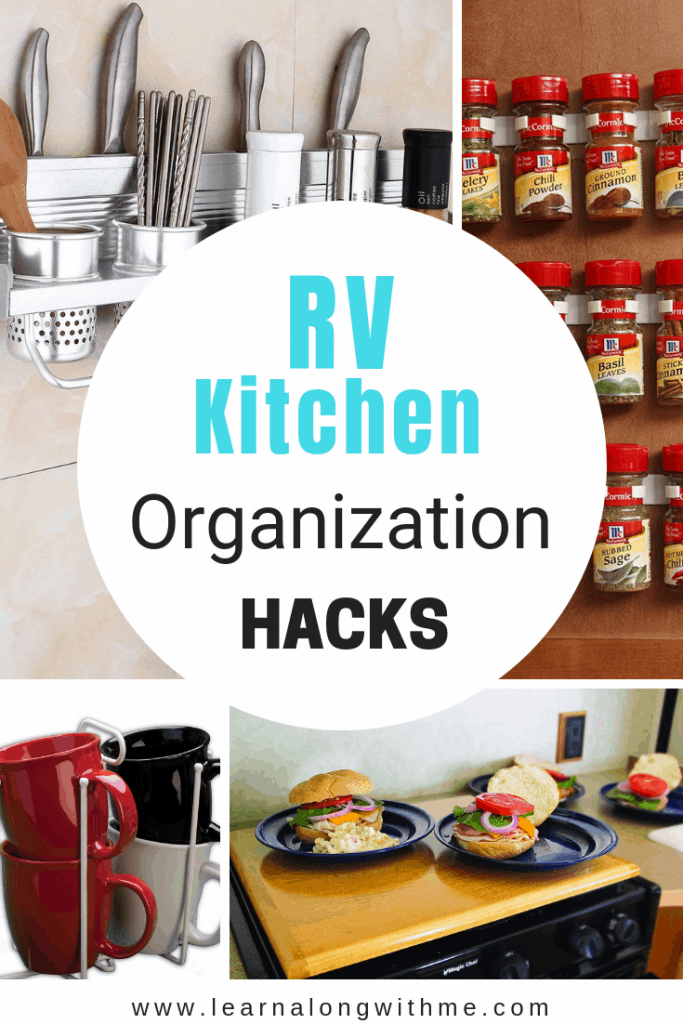 RV Kitchen Organization Hacks and Storage Ideas Collage Picture