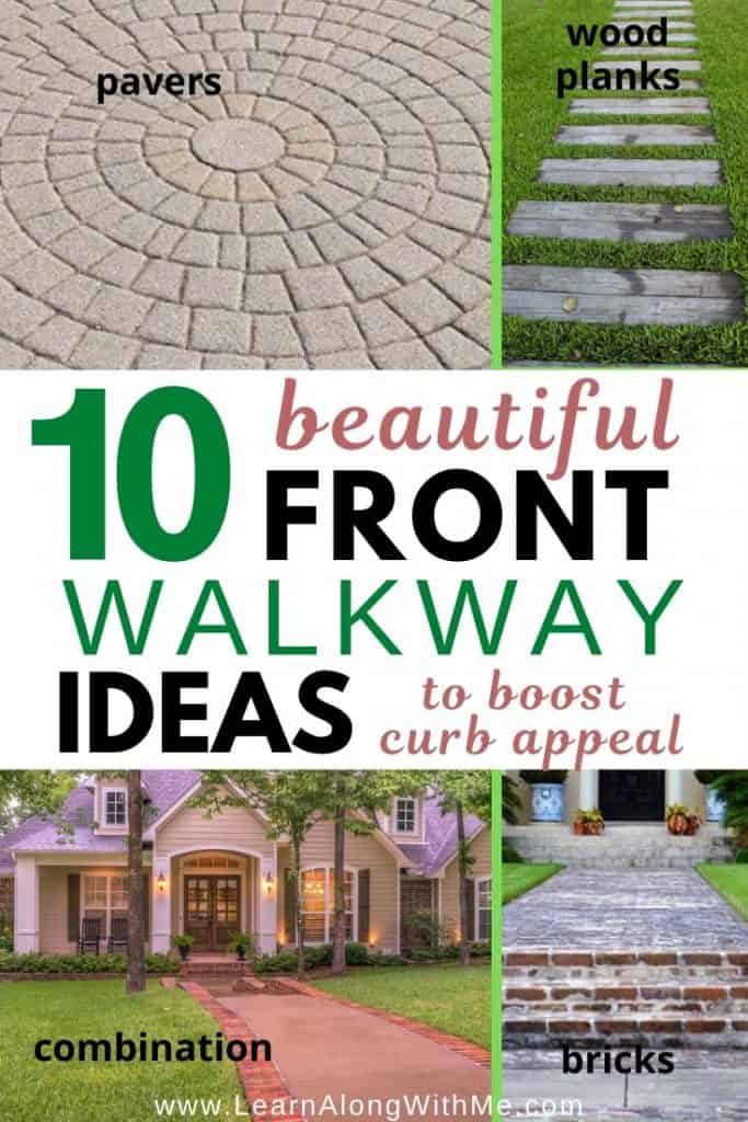 10 Front Walkway Ideas to boost curb appeal. Includes some front walkway ideas budget oriented...such as the wood planks