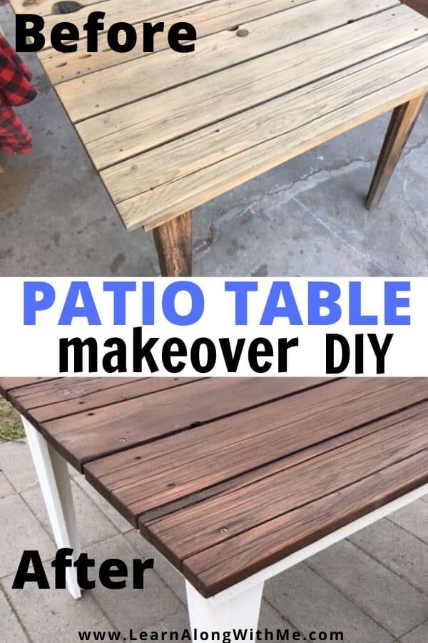 My DIY patio table Makeover before and after picture