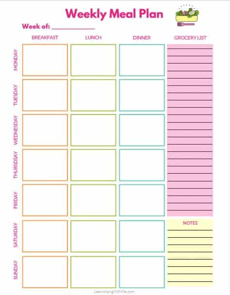 Free Weekly Meal Planner Template [printable to help you save money and ...