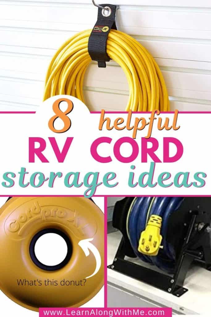 8 Helpful RV Cord Storage Ideas to prevent  a tangled mess. Contains lots of good extension cord organizers and storage ideas.