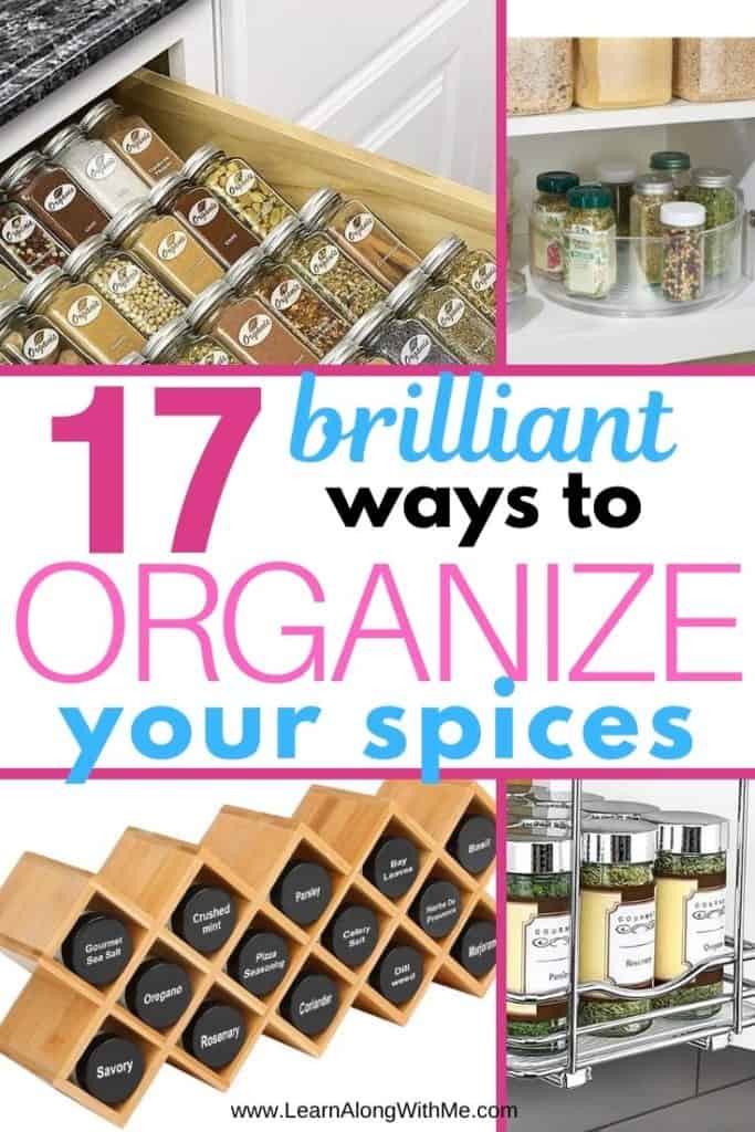 How to Organize Spices - 17 brilliant spice rack ideas and spice storage ideas. These kitchen spice storage ideas are sure to help you get your kitchen organized.
