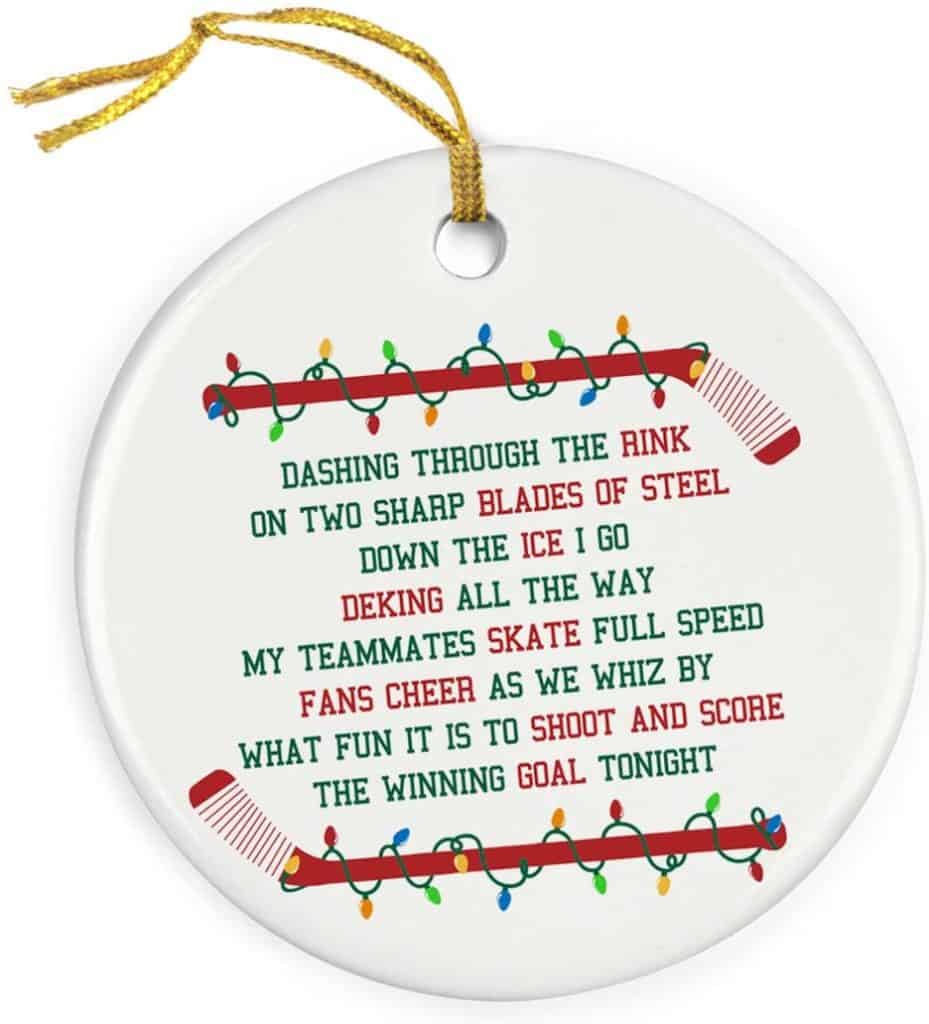 Great Christmas gift for hockey moms - a hockey ornament for christmas trees