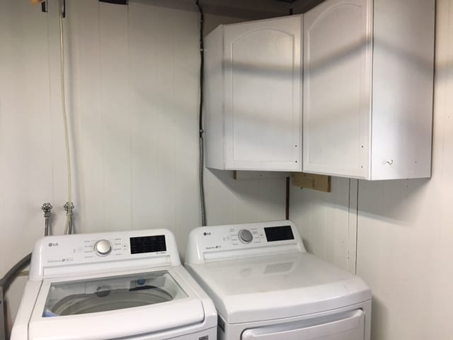 Laundry cabinets installed as part of our laundry room remodel