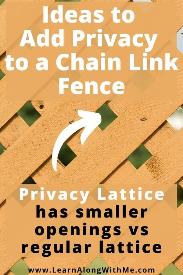 Privacy lattice can help add privacy to chain link fence