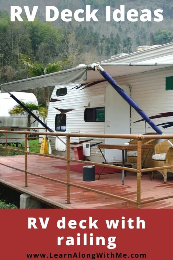 RV deck ideas - RV deck with railings for safey