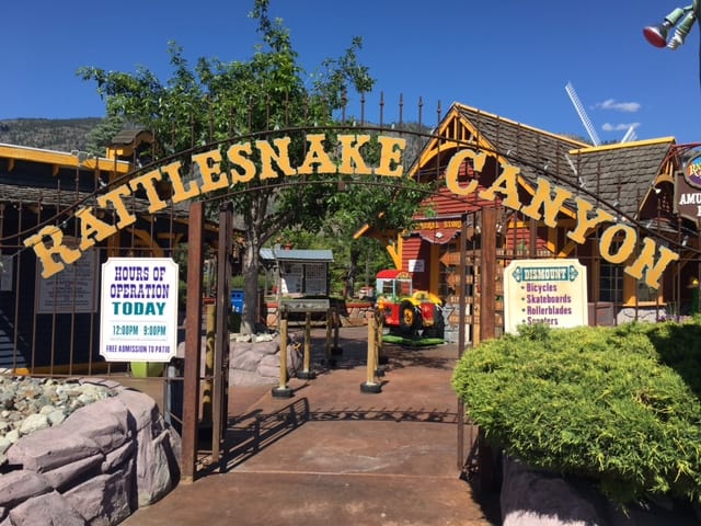 The entrance to Rattlesnake Canyon Amusement Park in Osoyoos BC.