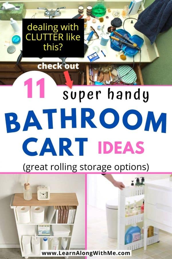 Bathroom Cart ideas - featuring 11 super handy bathroom storage cart ideas to help you get your small bathroom organized