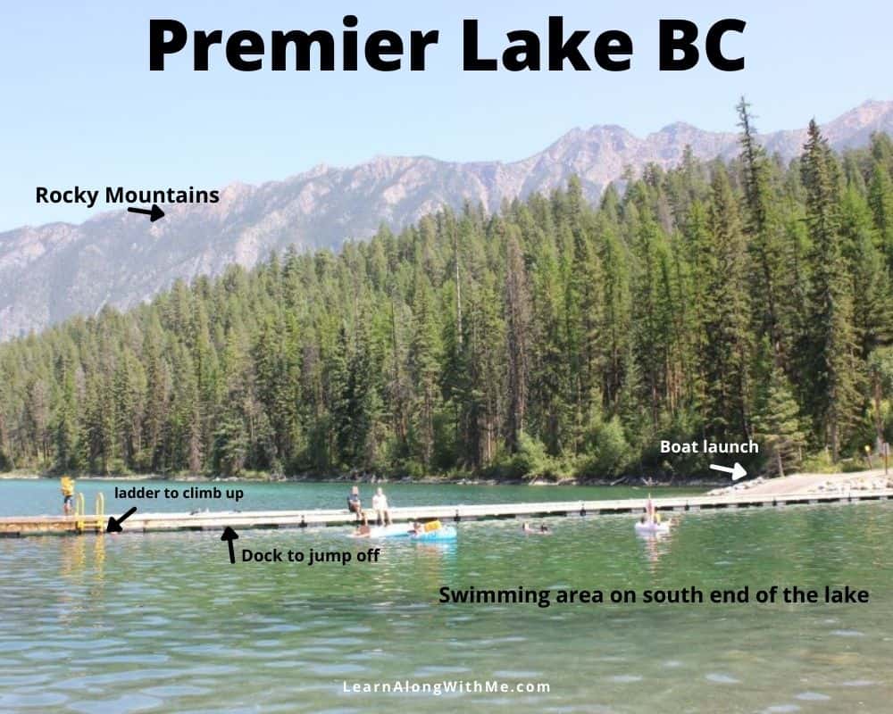 Premier Lake BC - swimming area on the south end of the lake in the provincial park