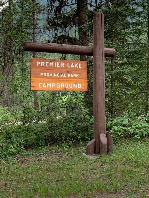 Premier Lake Provincial Park Campground sign