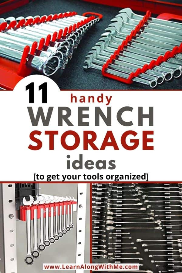 Wrench Storage Ideas - 11 handy options to store and organize your wrenches. Includes DIY wrench organizers, toolbox tray liners and more