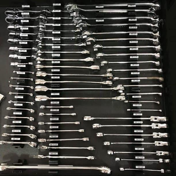 Wrench organization idea using the toolbox widget wrench organizer