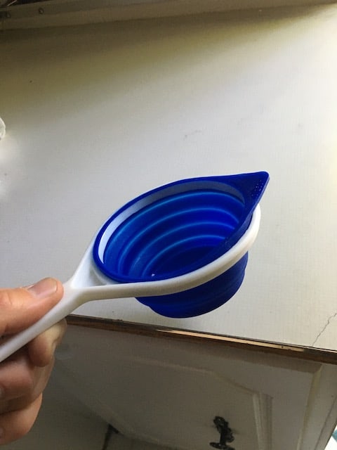 Pop up camper storage ideas - collapsible measuring cups.