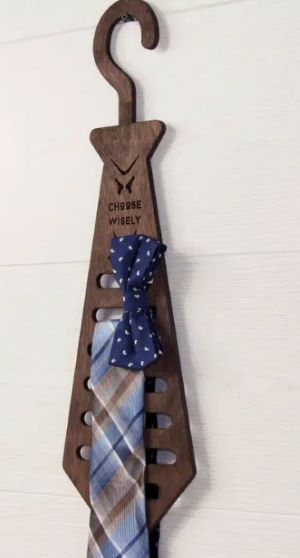 Wooden tie shaped tie organizer by PromiDesign on Etsy