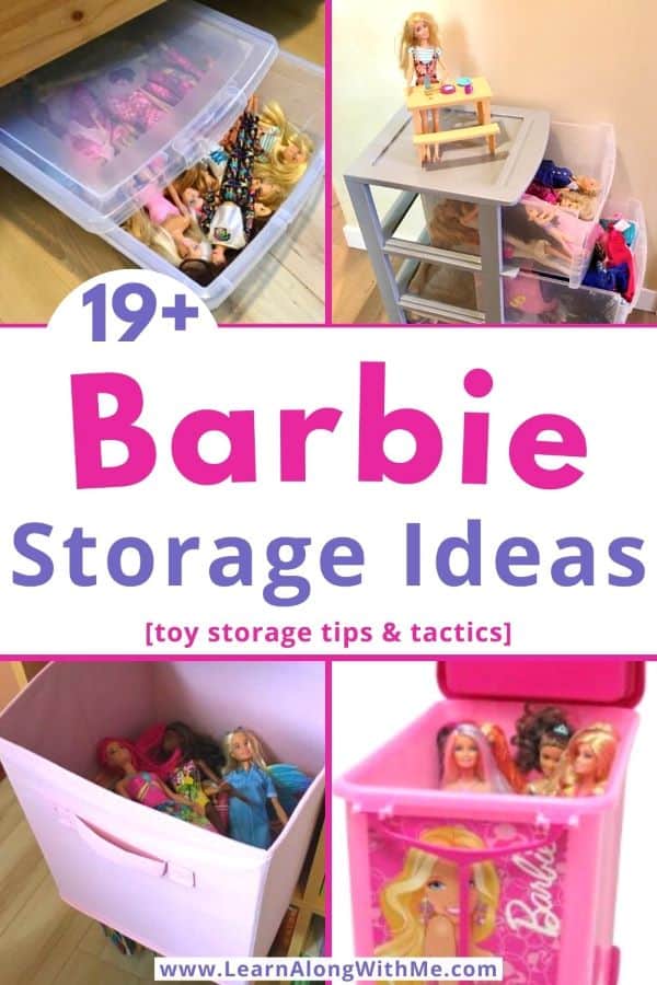 19 simple Ways to Store Barbies (for dolls & accessories) - Learn Along  with Me