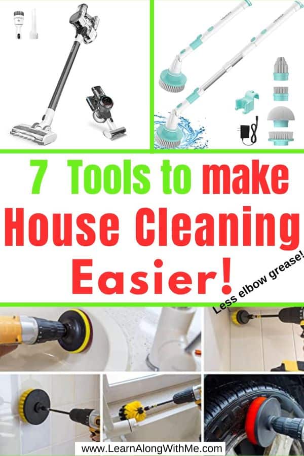 7 tools to help make house cleaning easier - less elbow grease...includes cordless, lightweight vacuum, power scrubbers and more.