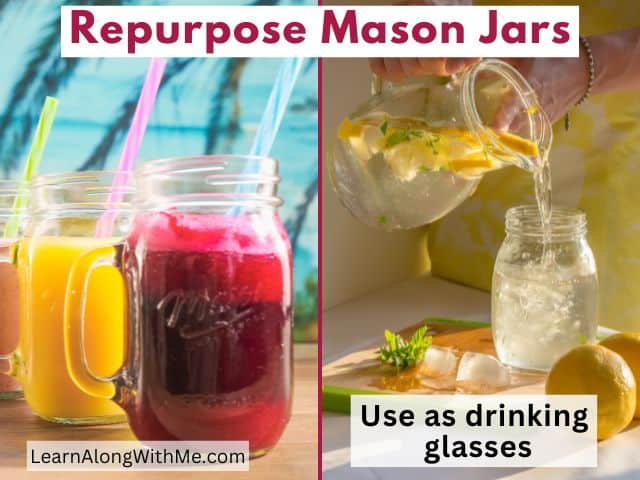 mason jars as drinking glasses