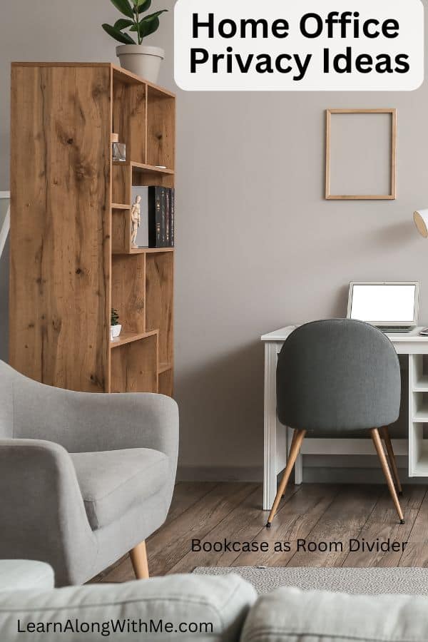 Bookcase used a room divider to help separate a home office from the rest of the room